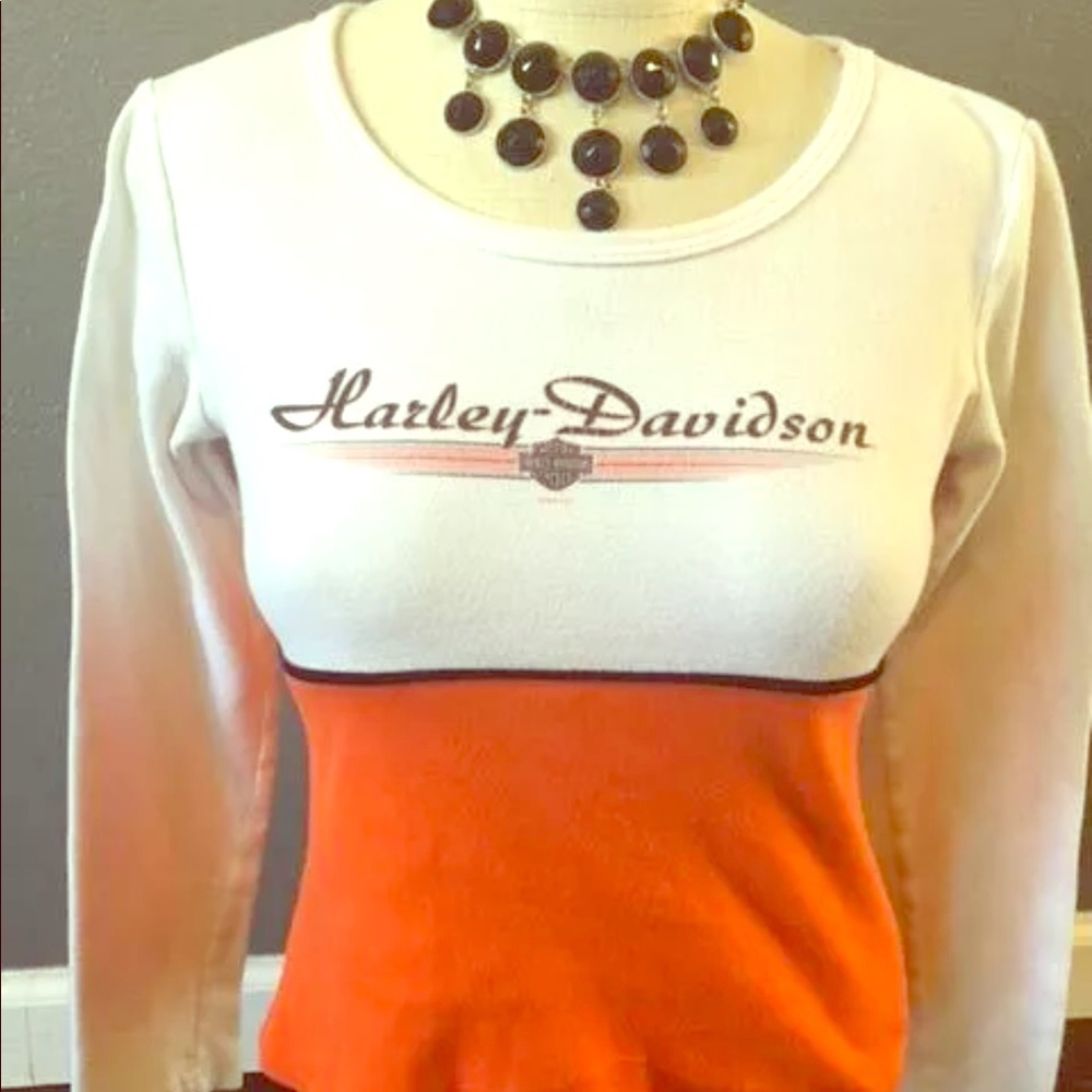 Harley Davidson women’s long sleeve shirt orange S